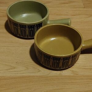 Vintage Ceramic Soup Bowls with Handles